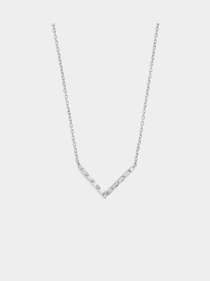 Sterling Silver Cubic Zirconia Women’s V Necklace
