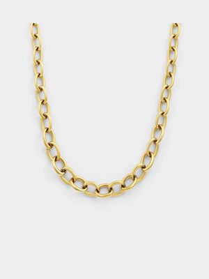 Stainless Steel Gold Plated Plain & Textured Oval Link Chain