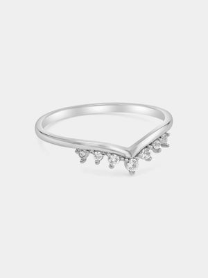 White Gold Diamond & Created Sapphire Tiara Anniversary Ring