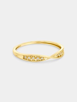 Yellow Gold 0.02ct Diamond Twist Ring