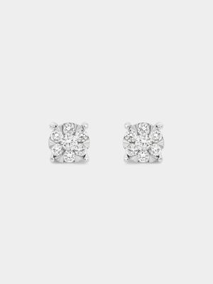 White Gold 0.25ct Diamond Women’s Illusion Solitaire Stud Earrings