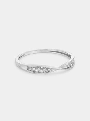 White Gold 0.02ct Diamond Twist Ring