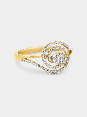 Yellow Gold 0.25ct Diamond Women’s Swirl Ring