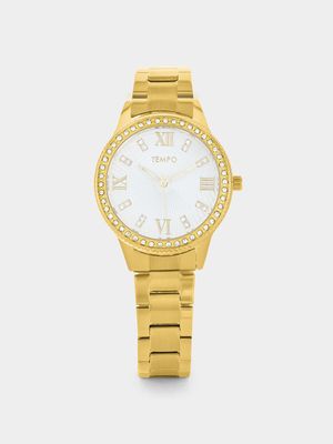 Tempo Gold Plated Silver Dial Bracelet Watch