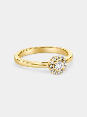 Yellow Gold 0.25ct Diamond Solitaire Halo Ring