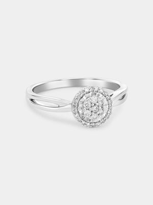 White Gold 0.15ct Diamond Solitaire Halo Ring