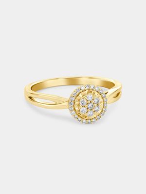 Yellow Gold 0.15ct Diamond Solitaire Halo Ring