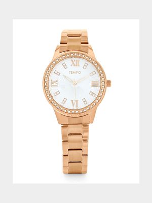 Tempo Rose Plated Silver Dial Bracelet Watch