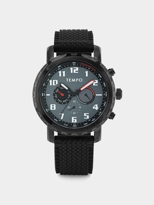 Tempo Timepiece Collection Black Plated Grey Dial Black Silicone Watch