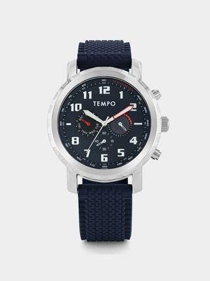 Tempo Timepiece Collection Silver Plated Blue Dial Blue Silicone Watch