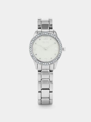 Tempo Women’s Silver Plated Mesh Watch