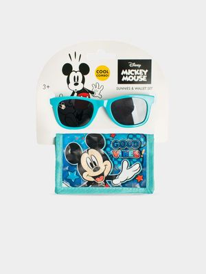 Mickey Mouse Blue Sunglasses & Wallet Set