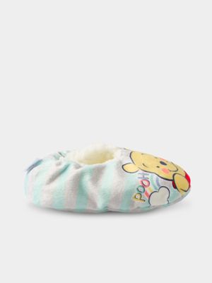 Winnie The Pooh Blue 18-24 Months Sherpa Slippers