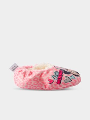 Minnie Mouse Pink 12-18 Months Sherpa  Slippers