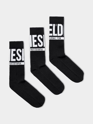 Men's Diesel Black Skm-Ray Three-pack Socks