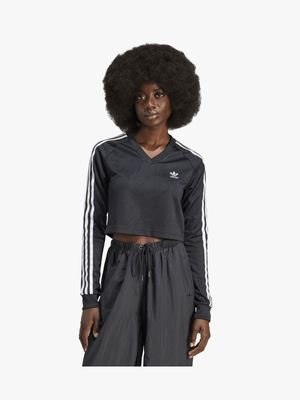 adidas Originals Women's Long Sleeve Black Cropped Top