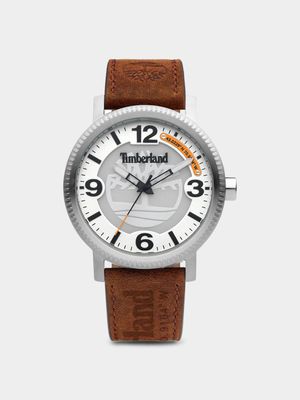 Timberland Men's Scusset Stainless Steel Brown Leather Watch