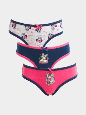 Jet Young Girls Multi 3 Pack Minnie Mouse Character Cotton Bikinis