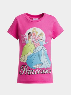 Jet Younger Girls Pink Disney Princess Character Tee