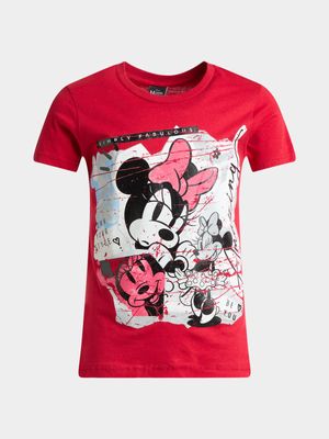 Jet Girls Red Minnie Character Short Sleeve Tee