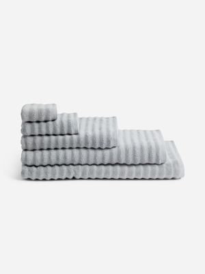 Jet Home Silver/Grey Ribbed Bath Towel