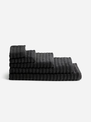 Jet Home Blackend Charcoal Ribbed Hand Towel