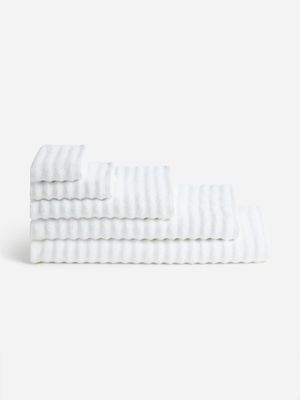 Jet Home White Ribbed Guest Towel