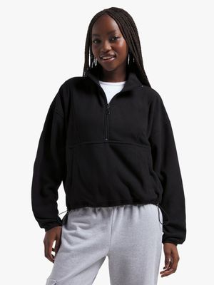 Jet Ladies Black Fleece Quarter Zip Jacket