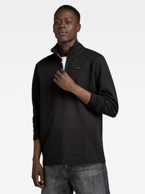 G-Star Men's Half Zip Long Sleeve Black T-Shirt