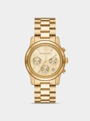 Michael Kors Women's Runway Gold Plated Stainless Steel Chronograph Bracelet Watch