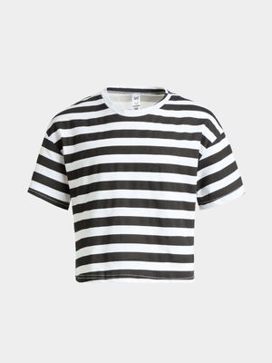 Jet Older girls Black/White Striped Boxy T-Shirt