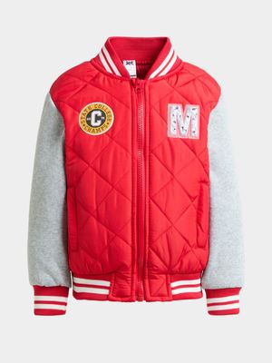 Jet Younger Boys Red/Grey Bomber Jacket