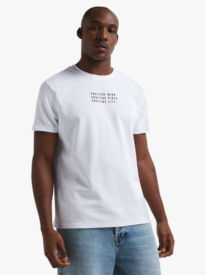 Jet Men's White Embossed Twill Fashion T-Shirt