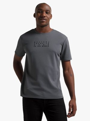 Jet Men's Grey Embossed Twill Fashion T-Shirt