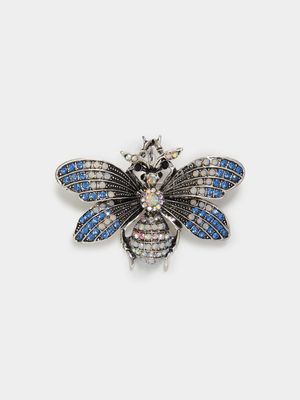 Vintage Silver & Multi stone Insect Pin Brooch