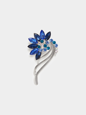 Multi-Blues Bouquet Flower Pin Brooch