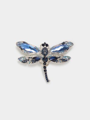 Blue Diamante Dragonfly Pin Brooch