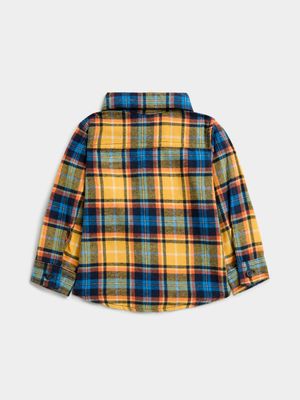 Jet Toddler Boys Navy/Yellow Check Flannel Shirt