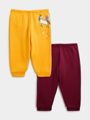 Jet Toddler Girls Mustard/Burgundy 2 Pack Active Pants