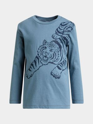 Younger Boy's Blue Graphic Print T-Shirt