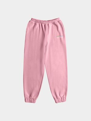 Girls Roxy Pink Surf Feeling Wide Brushed Trackpants
