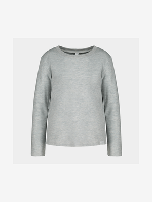 Older Girl's Grey Melange Basic T-Shirt