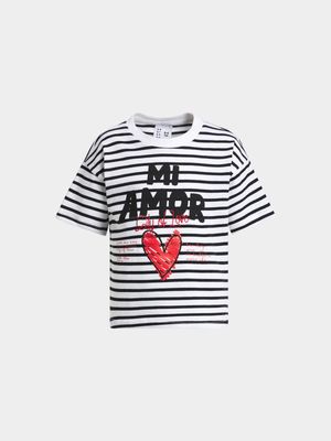 Younger Girls Mi Amor Stripe T-Shirt