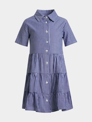 Younger Girls Stripe Tiered Shirt Dress