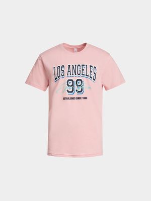 Older Boy's Pink Graphic Print T-Shirt