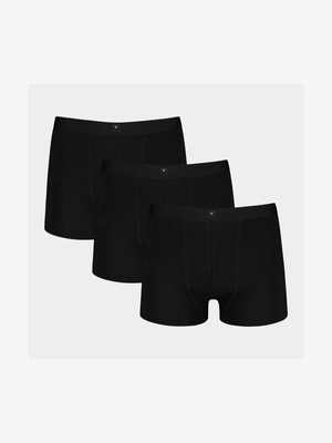 Men's Black 3 Pack Cotton Trunks