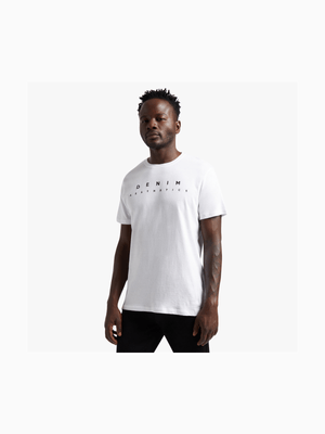 Men's White Slogan Print T-Shirt