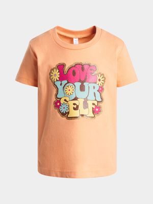 Younger Girl's Orange Graphic Print T-Shirt
