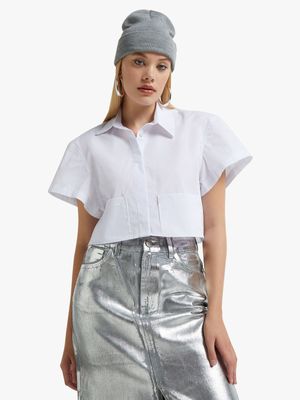 Women's White Poplin Oversized Shirt
