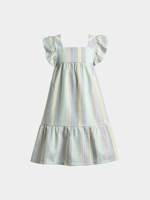 Older Girl's Multicolour Stripe Print Tiered Dress